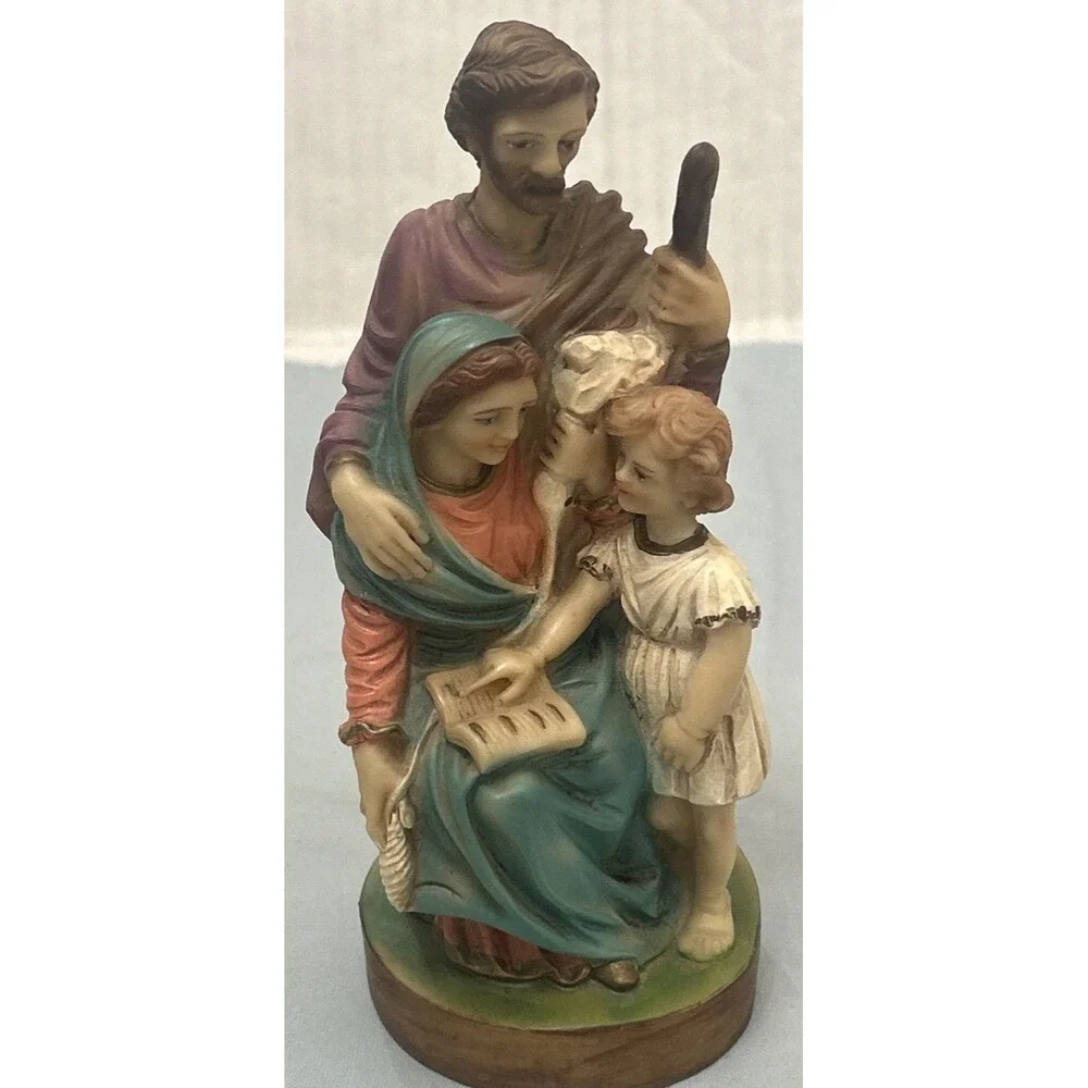 Vintage Resin Italy P.A.T. L. Toni Holy Family Statue Figurine Signed 6.25”